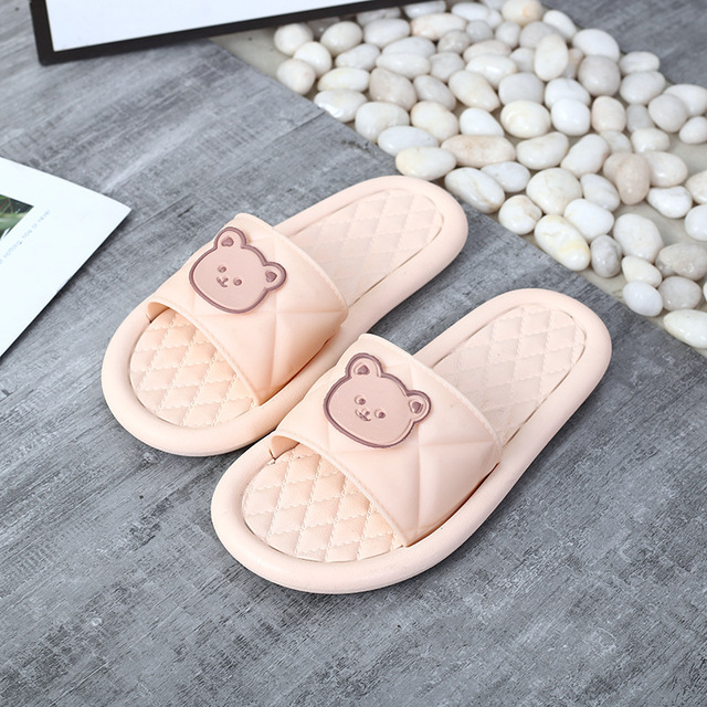 Summer Women Men Slippers Indoor Bathroom Thickened Platform Non-slip Home Couple Cloud Sandals Cartoon Flip Flops Bear Beach Shoes