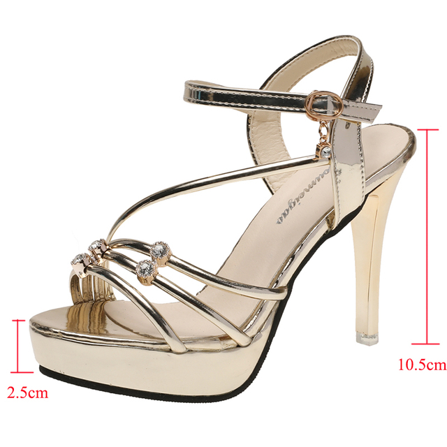 Lucyever Crystal Thin High Heels Sandals Women 2022 Summer Ankle Strap Platform Sandal Woman Gold Silver Ladies Party Shoes