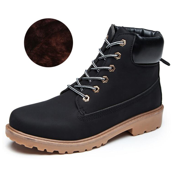 ZYYZYM Boots Men Boots Autumn Winter PU Leather Unisex Style Plush Keep Warm Men Outdoor Motorcycle Boots Shoes Men