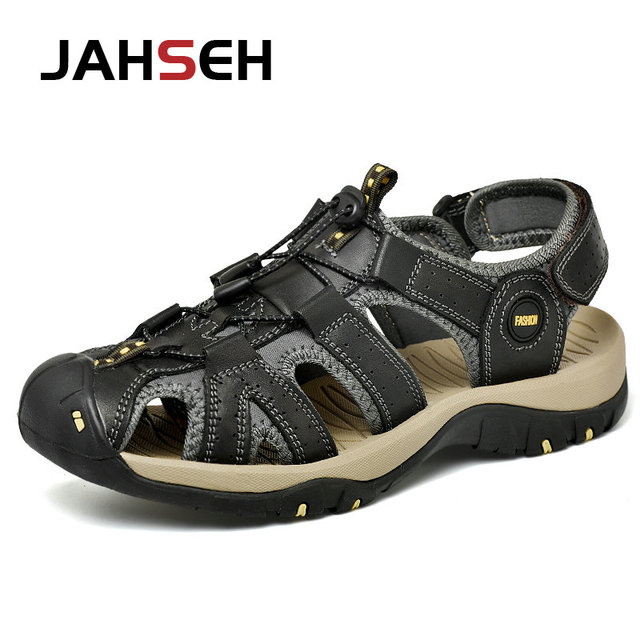 Summer New Outdoor Genuine Leather Men's Casual Sandals High Quality Brand Beach Shoes Fashion Water Shoes Walking Footwear