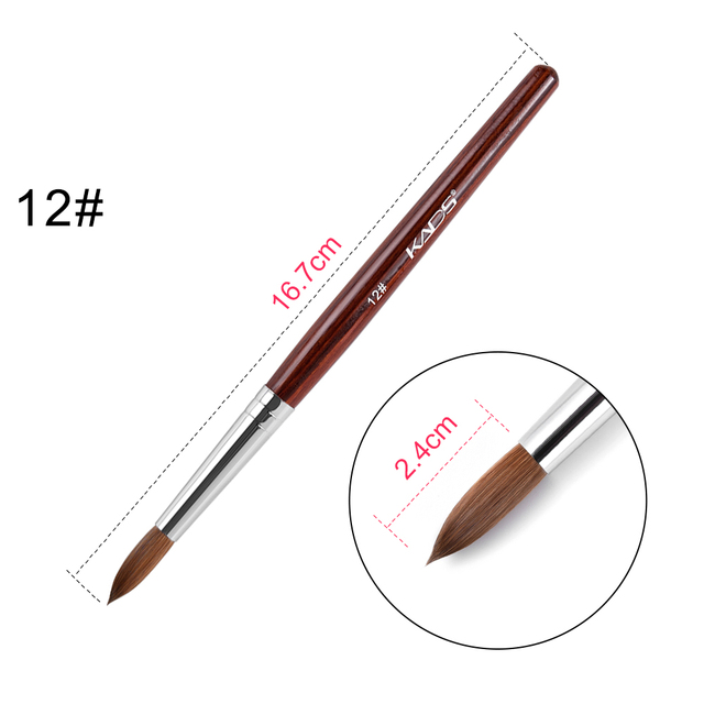 KADS Acrylic Nail Brush Curly Kolinsky Sable UV Nail Art Gel Extension Brush Manicure Flat Round Brush Red Wood Nail Brush