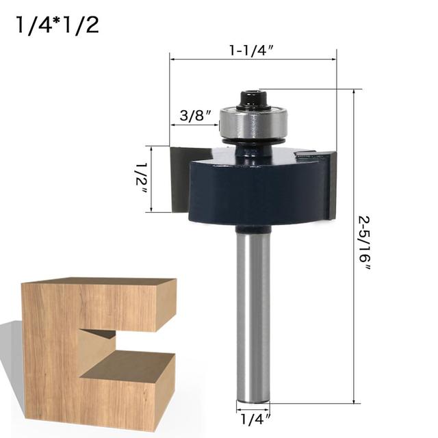 Rabbit Router Bit with 6 Bearings Set-1/4" Shank 6mm Shank Woodworking Cutter Tenon Cutter for Woodworking Tools