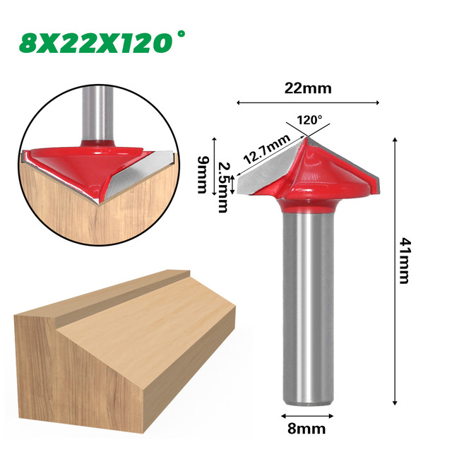 8mm Shank V Shape Groove Router Bit CNC Solid Carbide End Mill 60 90 120 150 Degree Woodworking Milling Cutter Carving Bits