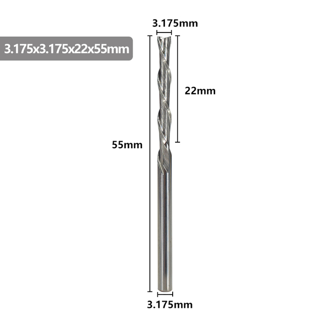 XCAN Left Hand Down Cutter 3.175/4/5/6mm Shank Spiral End Mill 2 Flute Carbide Milling Cutter for CNC Aluminum Cutting Milling B