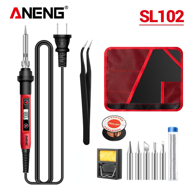 ANENG SL102 Electric Soldering Iron US/EU Plug Adjustable Temperature 220V Digital Display Portable Electric Soldering Tool