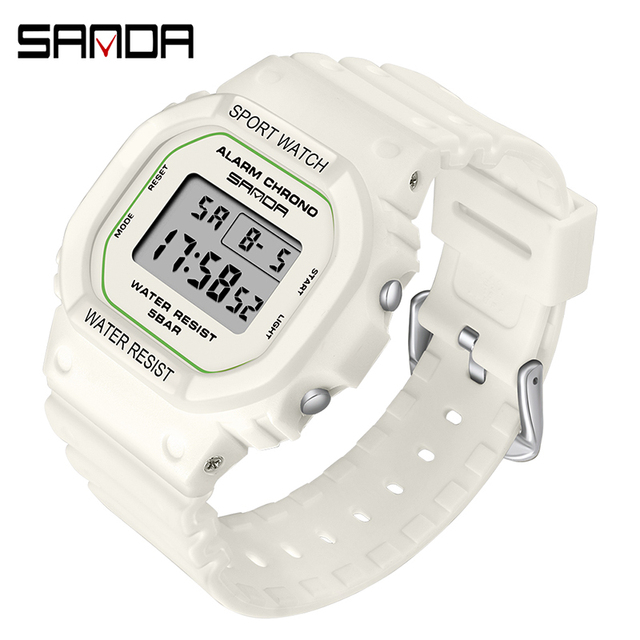 SANDA Fashion Simple Sports Watch Women Casual Military Watches Alarm Clock Shock Resistant Waterproof Digital Watches Female 293