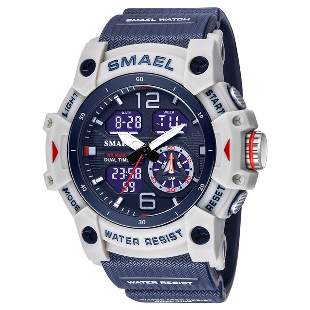 SMAEL 2022 New Men's Watches Dual Time Military Watches 50M Waterproof Men 8007 Shock Resistant Sport Watches Wtach Gifts