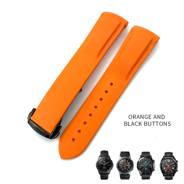 20mm 19/21mm 22mm Curved End Silicone Rubber Watch Band Suitable for Huawei GT 2 Samsung Galaxy Watch 3 4 Omega Seamaster Strap