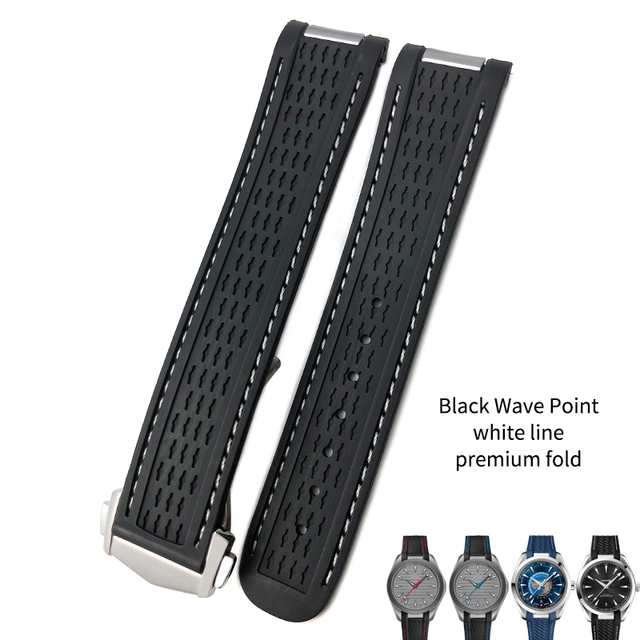 20mm Rubber Silicone Watch Strap Fit For Omega Seamaster 300 AT150 Aqua Terra Ultra Light 8900 Steel Buckle Watchband Bracelets