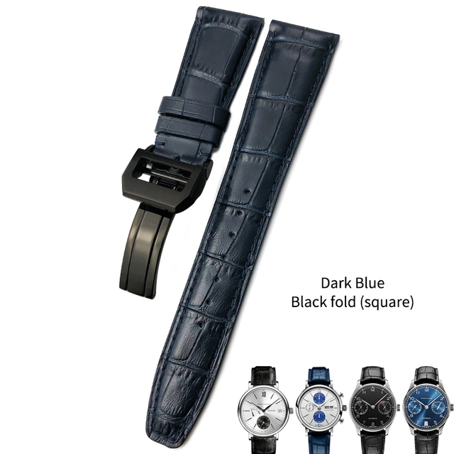 Cowhide watch strap 20mm 21mm 22mm,replacement for Portuguese IWC,Porotfino,Family piloto,folding buckle