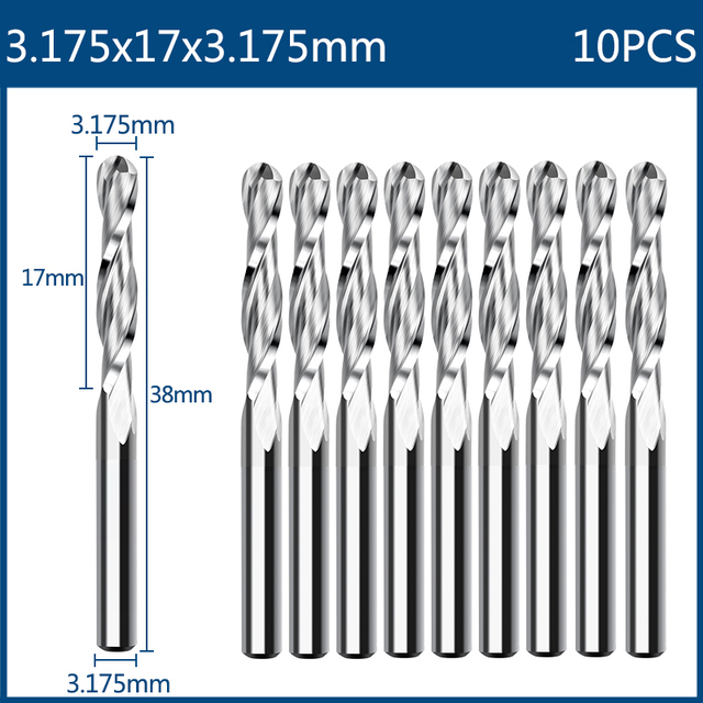 XCAN 1/8'' Shank Milling Cutter CNC Engraving Bit Kit CNC Router Bits Carbide End Mill Woodworking Mining Tools