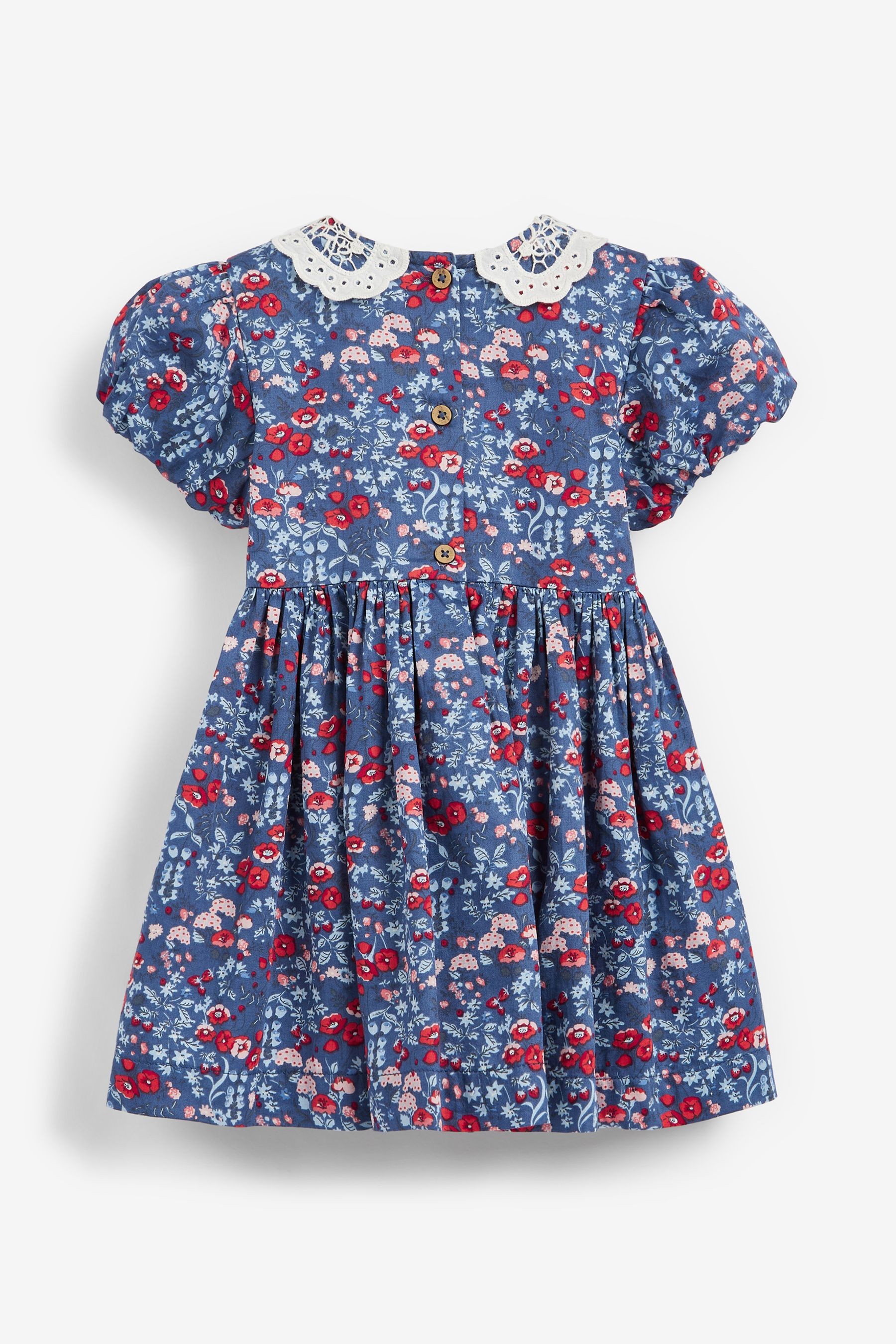 Lace Collar Shirred Cotton Dress (3mths-8yrs)