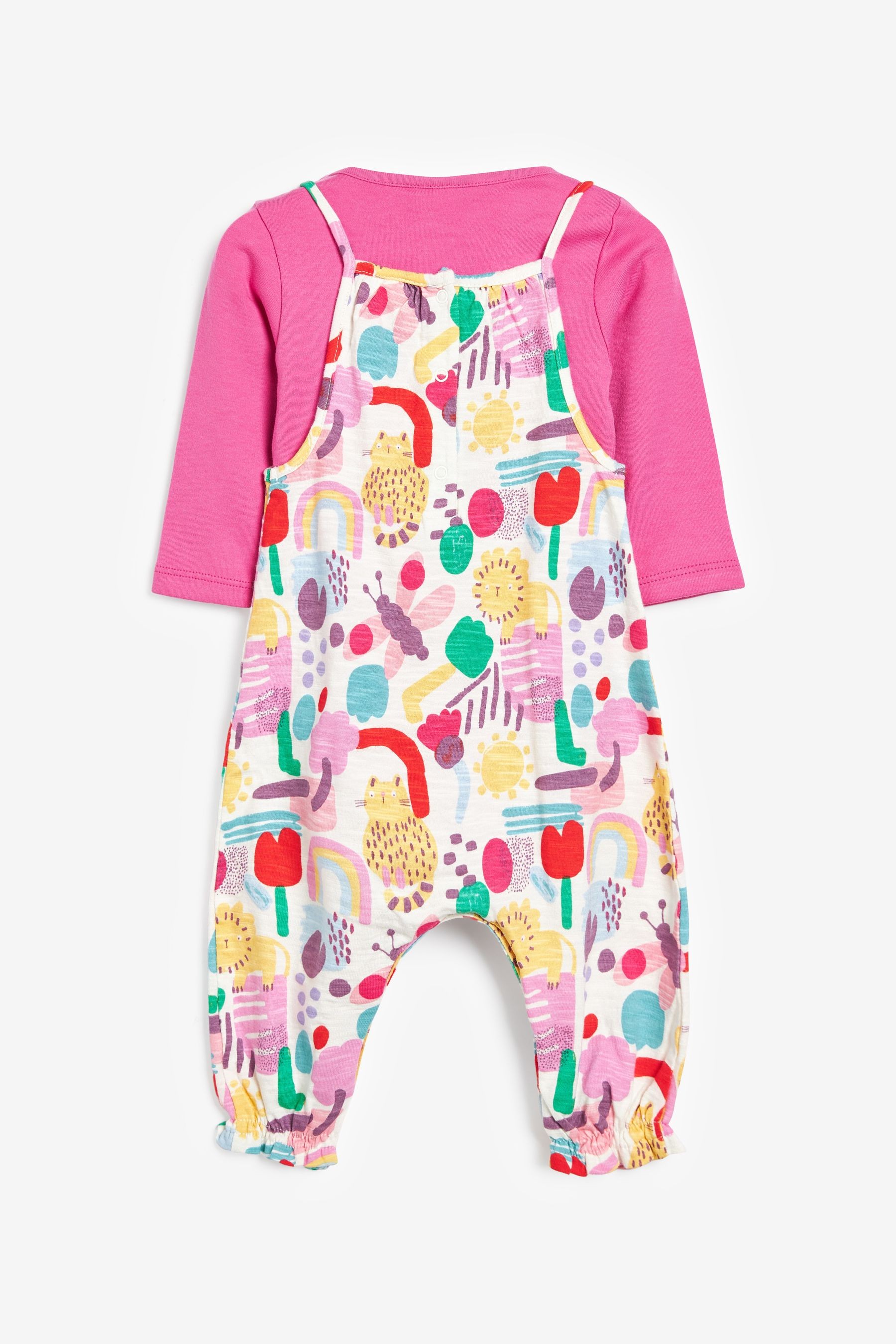 Baby Printed Dungarees And Bodysuit Set (0mths-3yrs)