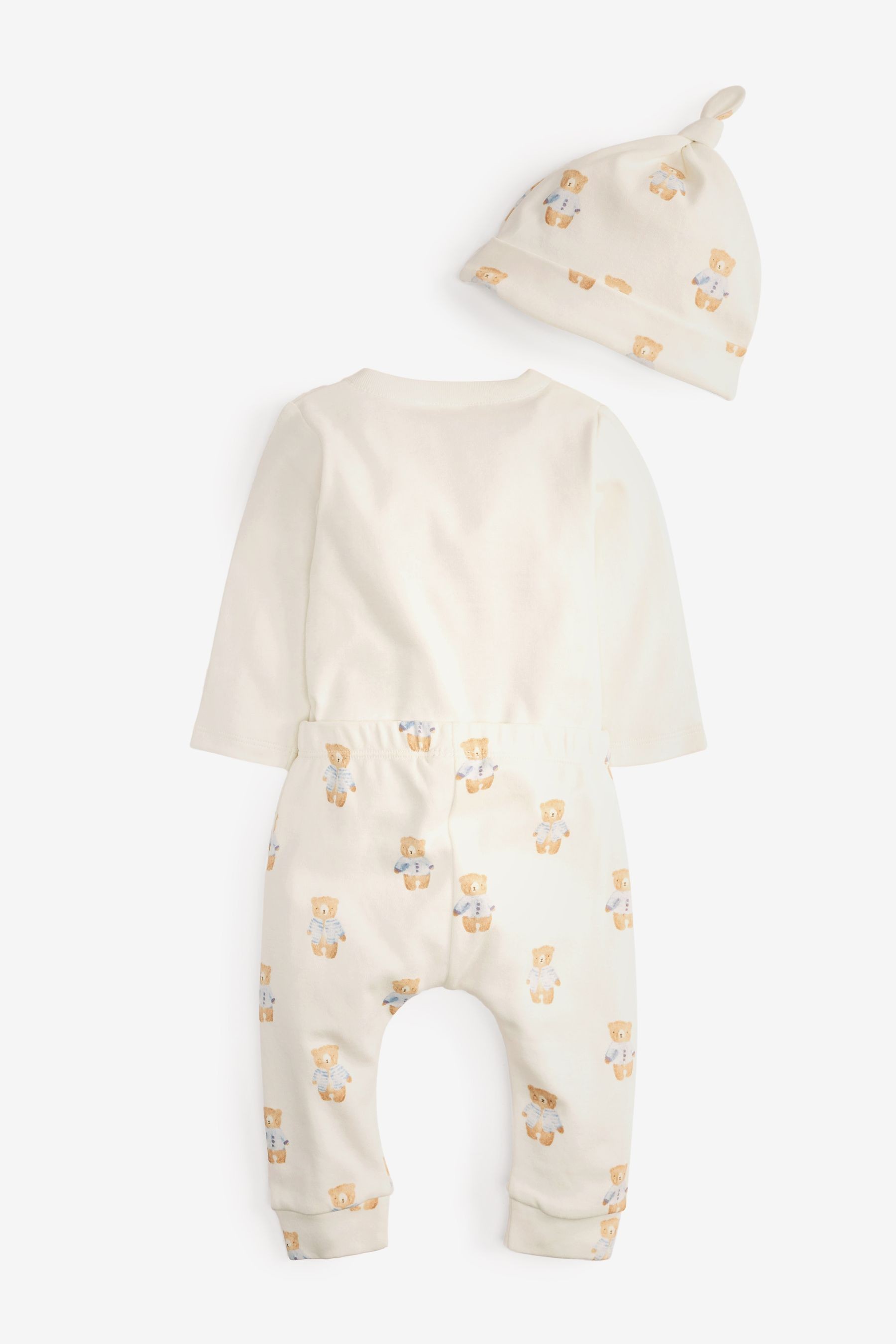 Baby 3 Piece Bear Print Bodysuit, Leggings and Hat Set (0mths-2yrs)