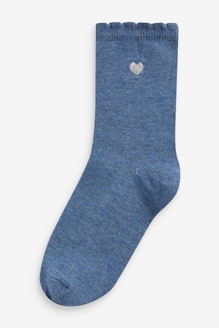 7 Pack Cotton Rich Heart Embroidered Ankle Socks