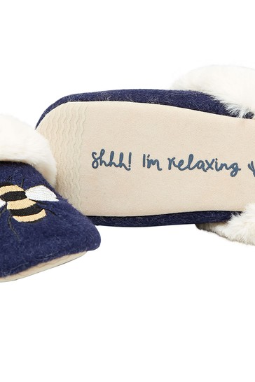 Joules Navy Slip On Bee Slippers