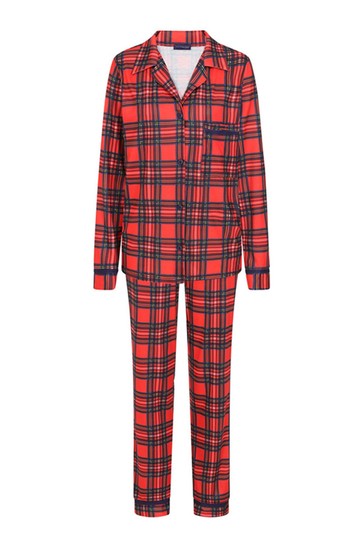 طقم بيجاما جيرسيه حريمي من Hot Squash Red Tartan