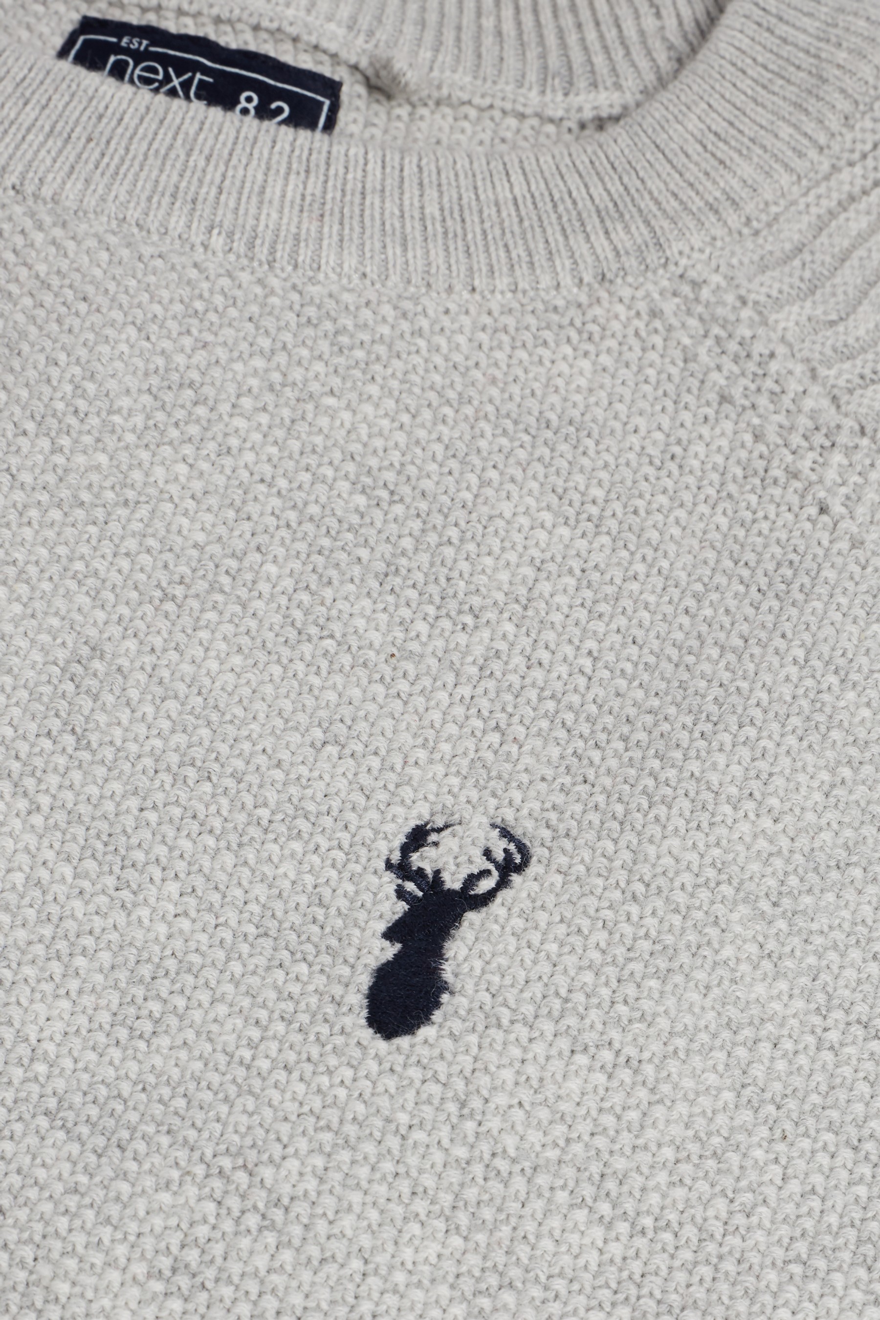 Textured Crew Jumper (3-16yrs) With Stag