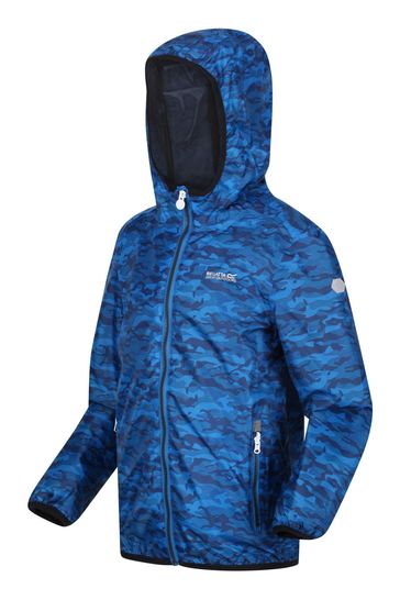 Regatta Blue Printed Lever Waterproof Shell Jacket