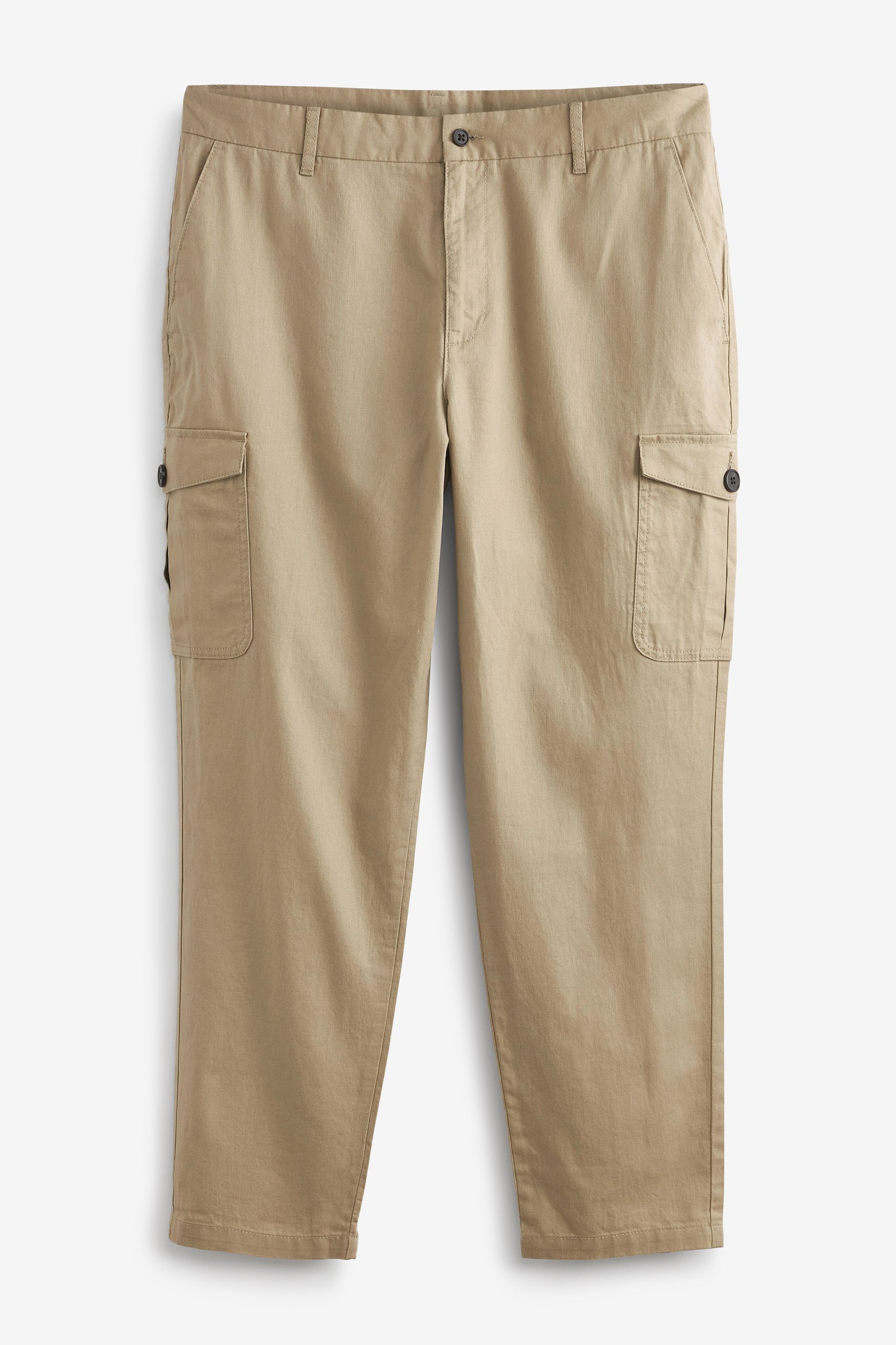 Linen Blend Cargo Trousers