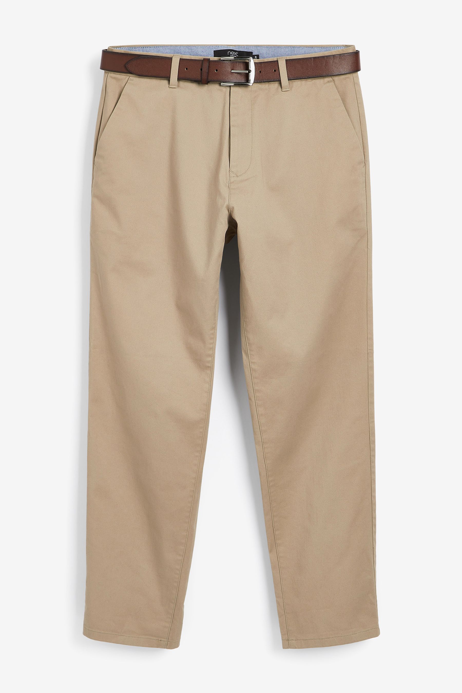 Belted Soft Touch Chino Trousers Straight Fit