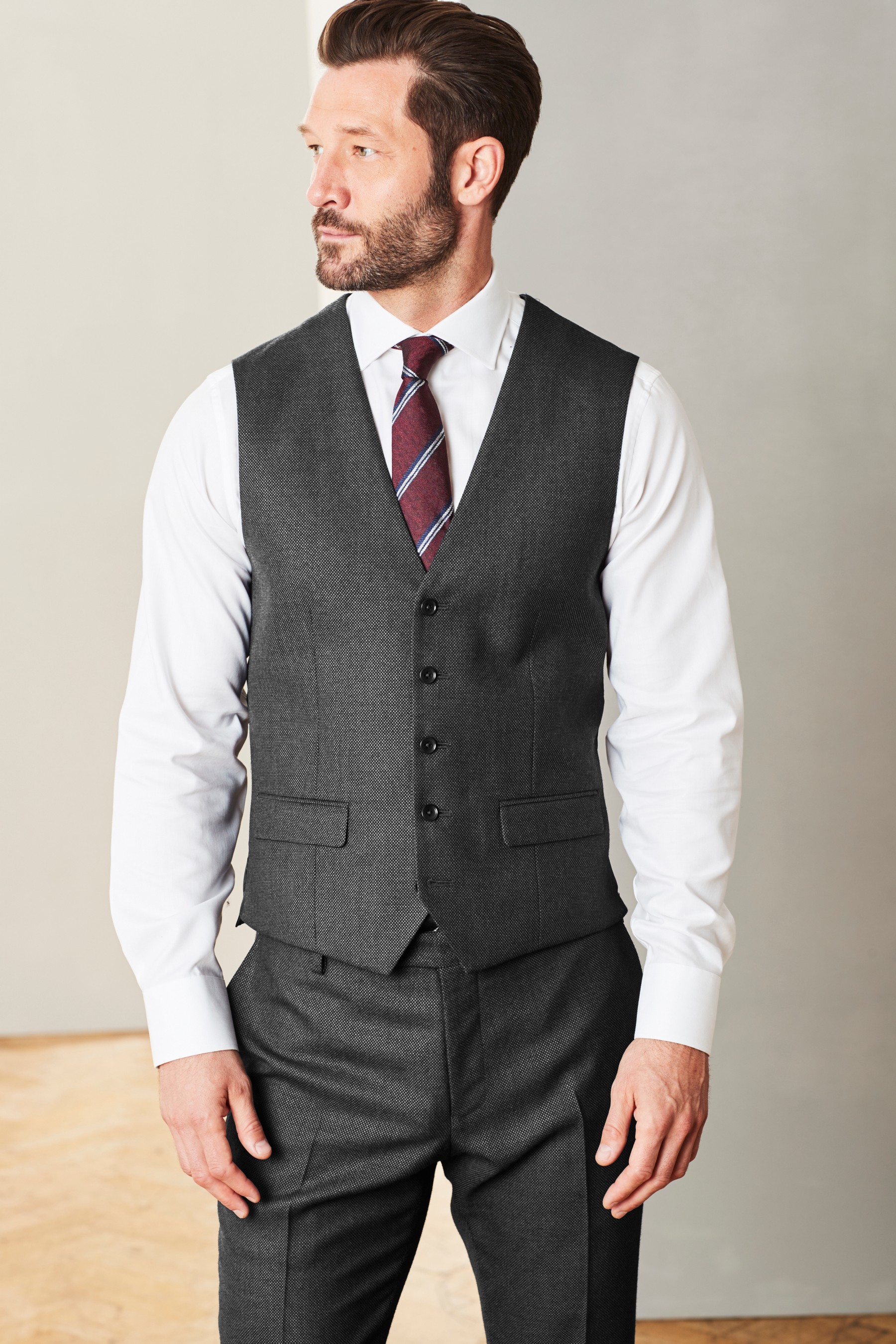 Signature Textured Suit: Waistcoat