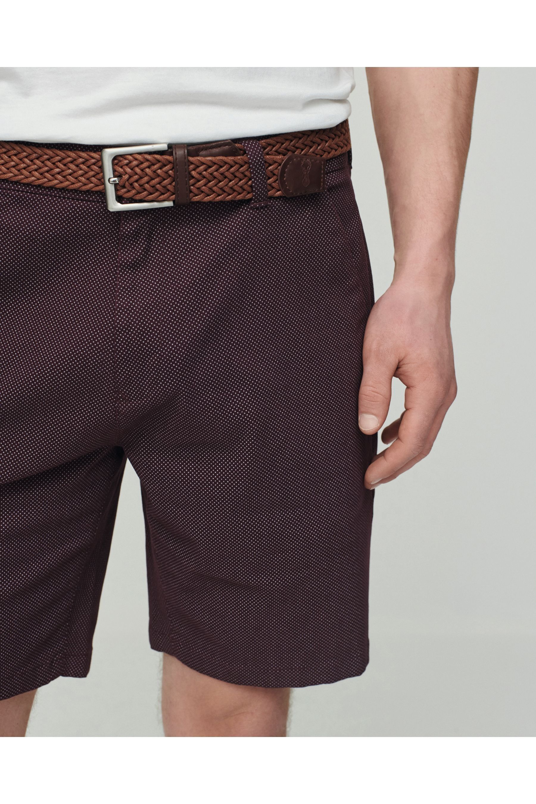 Belted Chino Shorts With Stretch