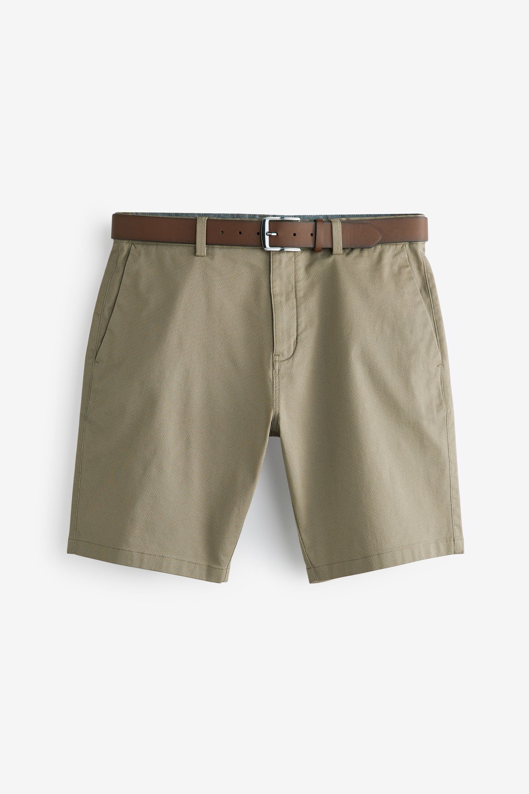 Belted Chino Shorts With Stretch