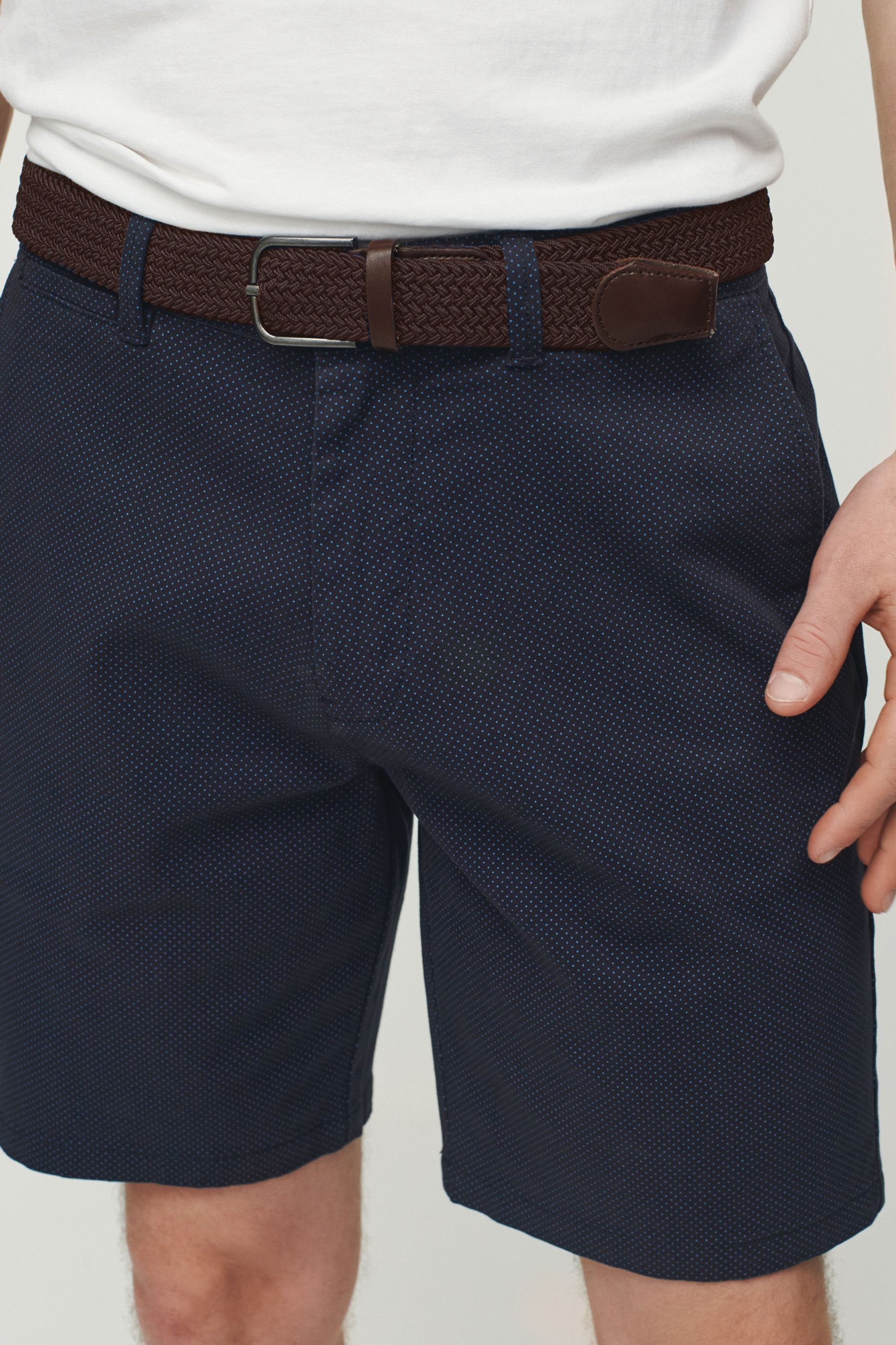 Belted Chino Shorts With Stretch