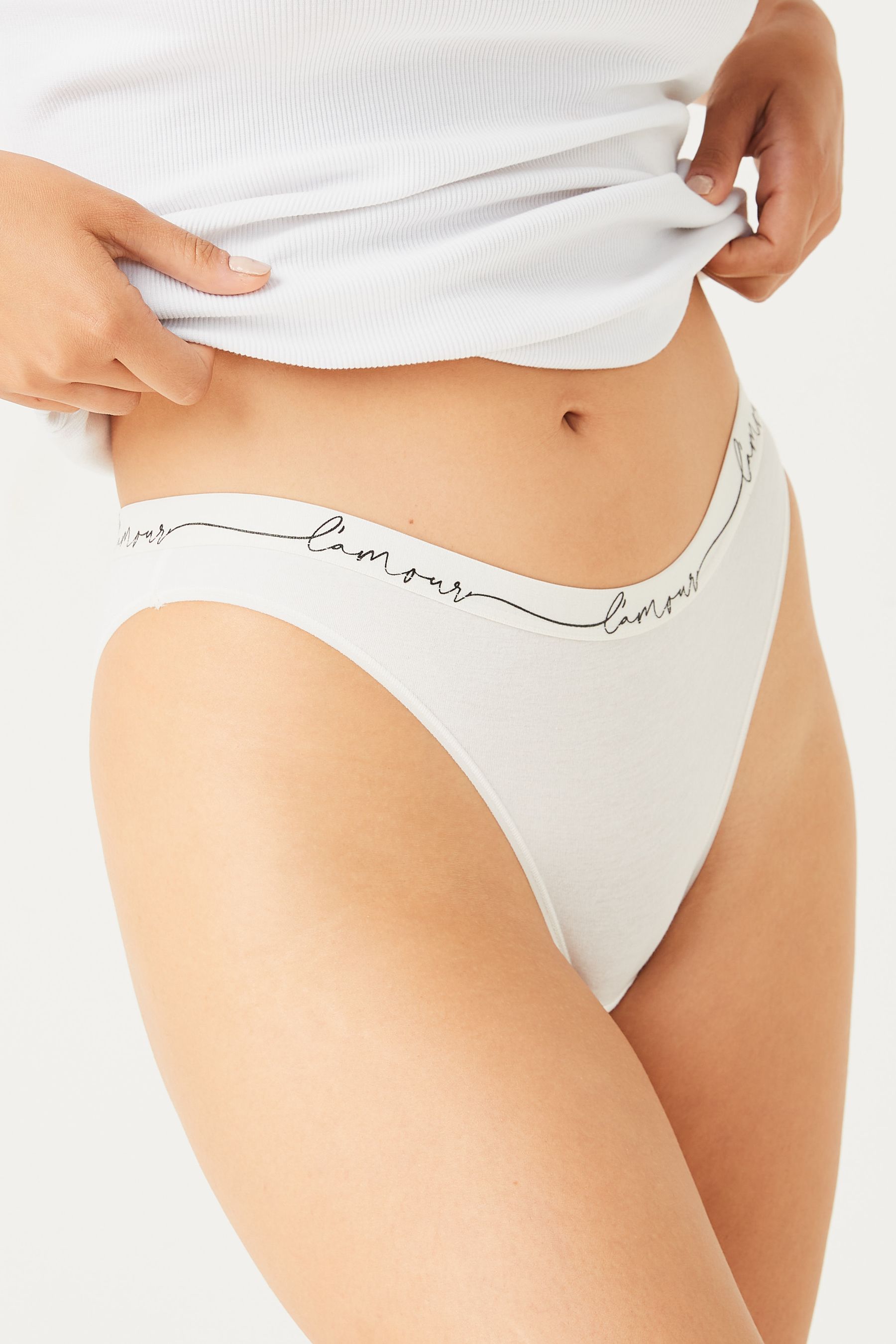 Cotton Rich Logo Knickers 4 Pack High Leg