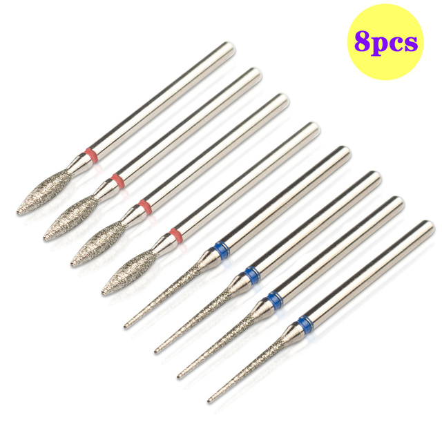 8pcs Diamond Milling Cutter for Manicure Set Nail Drill Bits Accessories Nozzles for Manicure Cutters Pedicure Sanding Nail File