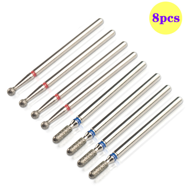 8pcs Diamond Milling Cutter for Manicure Set Nail Drill Bits Accessories Nozzles for Manicure Cutters Pedicure Sanding Nail File