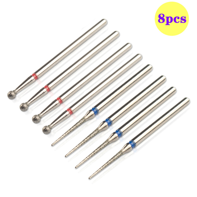 8pcs Diamond Milling Cutter for Manicure Set Nail Drill Bits Accessories Nozzles for Manicure Cutters Pedicure Sanding Nail File