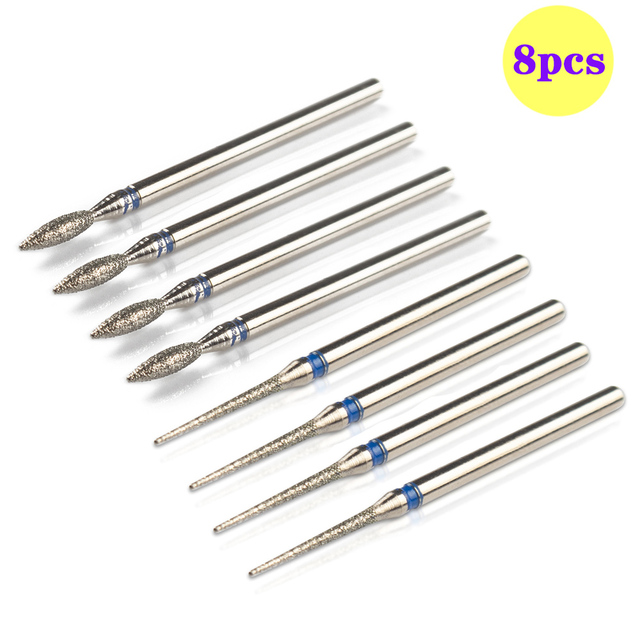 8pcs Diamond Milling Cutter for Manicure Set Nail Drill Bits Accessories Nozzles for Manicure Cutters Pedicure Sanding Nail File