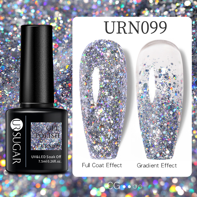 UR SUGAR 7.5ml Glitter Reflective Gel Nail Polish Manicure Nail Art Semi Permanent UV LED Nail Polish Lamp