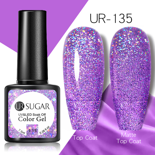 UR Sugar Fluorescent Reflective Gel Holographic Gel Nail Polish Shine Neon Glitter Semi Permanent Soak Off UV LED Nail Gel