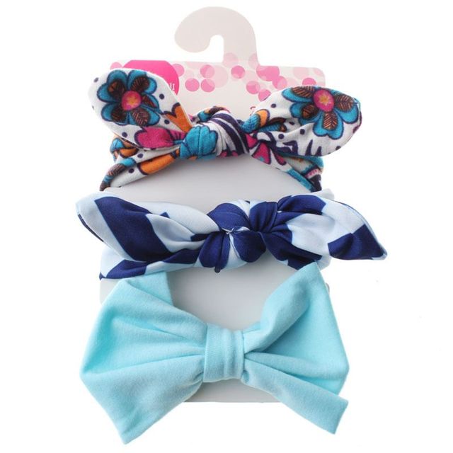 3pcs/set Baby Girls Lovely Bow Hairband Elastic Wide Headband Stretch Knot Headbands Turban Headdress Clothes Accessory