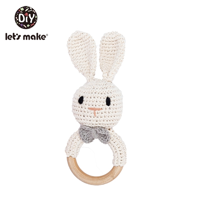 Let's Make Baby Bath Toy Set Double Sided Cotton Blanket Wooden Rattle Bracelet Crochet Toys Baby Birth Gift Products For Kids