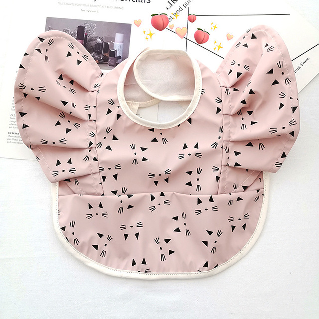 Waterproof Baby Food Eating Baby Bibs PU Cartoon Smock For Babies Feeding Clothes Sleeveless Bib With Pocket Newborn Baby Bib