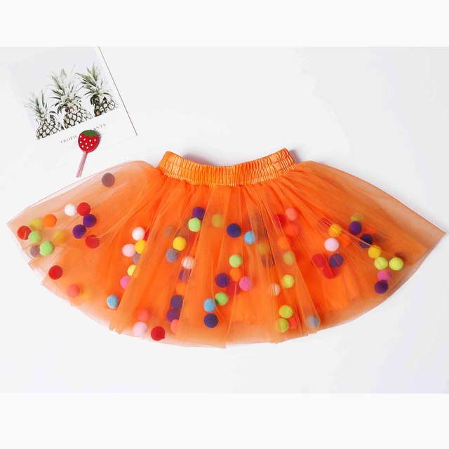 2022 New Arrival Infant Mulity Colorful Tulle Tutu Skirt Pom Pom Princess Mini Dress Children's Clothing Pettiskirt Girl Clothes