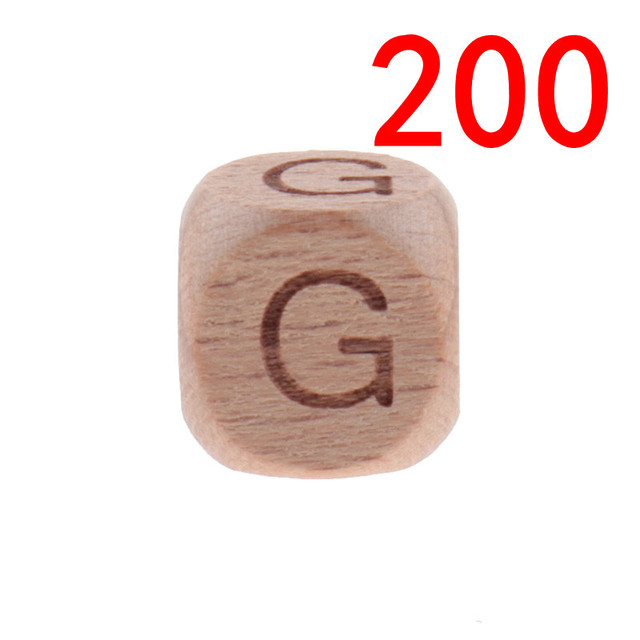 200pcs 12mm Beech Wooden Beads For Baby Wood Letters Bead Baby Teether Diy Beads With Silicone Teether Letters Alphabet