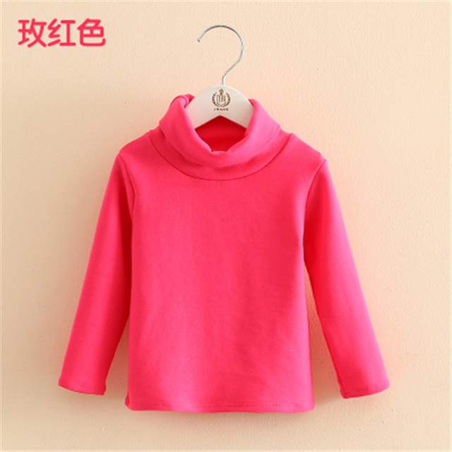 Boys T-shirt Long Sleeve Girls Shirts High Neck Baby Tee Solid Color Tops For Kids 3-8 Years