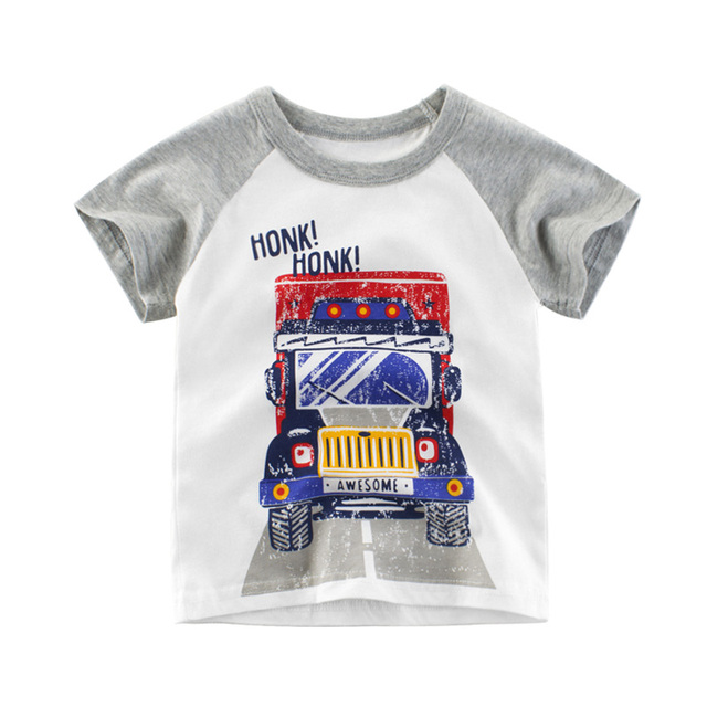 2-8 years old children's summer T-shirt, children's clothing, short-sleeved T-shirt, cartoon car T-shirt, children's cotton T-shirt