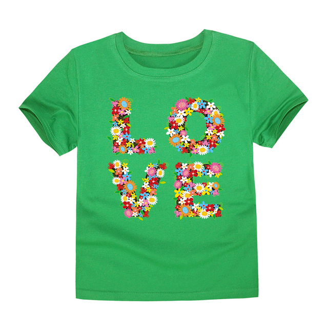 TINOLULING 12 Colors 2018 Boys Girls Flower Love T-shirt Kids T-shirt Children Tops Baby Tees for 2-14 Years