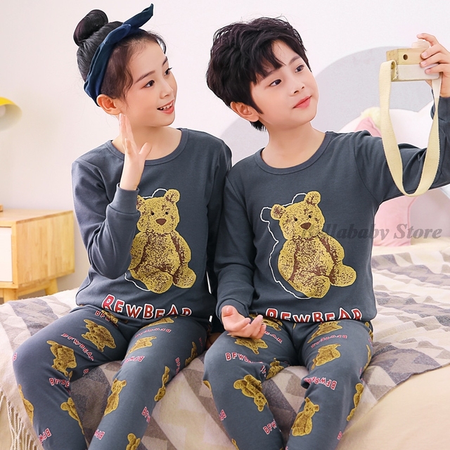 Baby Boy Girl Pajama Sets Korean Spring Pajamas For Kids Sleepwear Set Cotton Cartoon Cow Night Outfits Autumn Children Clothes