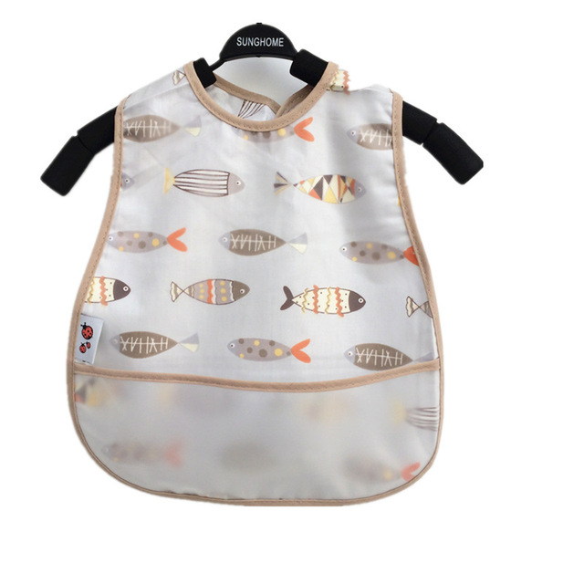 Baby Sleeves Waterproof Bib Cartoon Pattern Lunch Feeding Scarf Soft Cotton Baby Bibs EVA Layer Adjustable Saliva Cloth