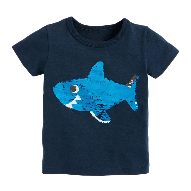 Little maven baby boys summer clothes lovely shark and whale cotton T-shirt baby boy boys kids 2-7 years