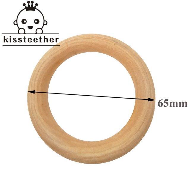 20pcs Wooden Teething Ring Baby Teether 25-98mm DIY Nursing Material Accessories Necklace Making Small Rod Ring