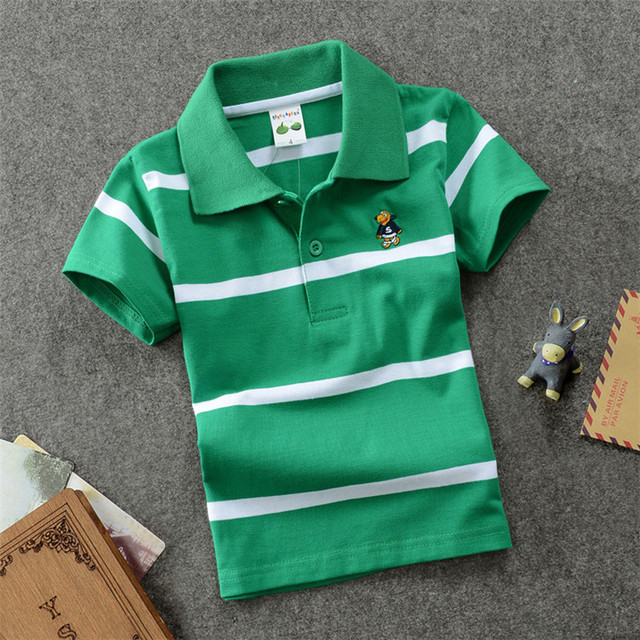 Jargazol T-shirt Children's Clothing Turn-down Collar T-shirt Summer Baby Boys Striped Color Baby Clothes