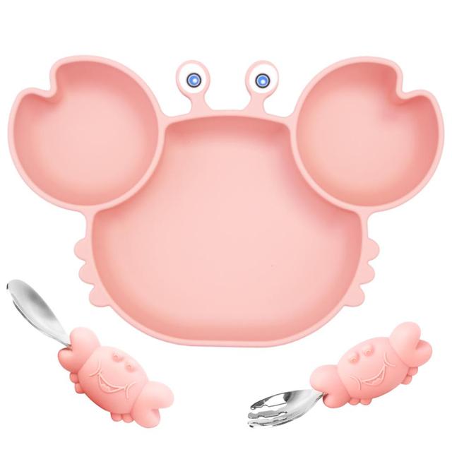 Qshare Silicone Baby Dishes For Kids Tableware Plate Non-Slip Baby Feeding Bowl BPA Free